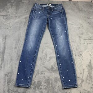 Lila Ryan Jeans Womens 27 Blue Embellished Skinny Polka Dot Larkin Denim Stretch